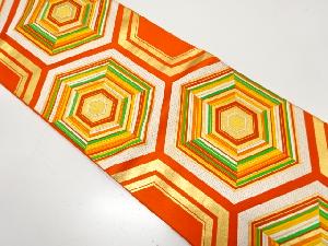 アンティーク　重ね亀甲模様織り出し袋帯（着用可）